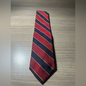 Jos. A. Bank Collection Red Navy Blue Gold Striped Tie 100% Silk Made in USA